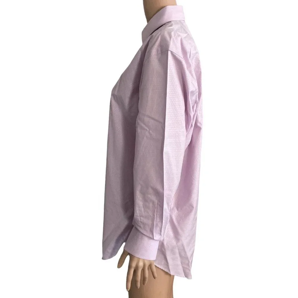 Nordstrom Shirt Mens Size 15.5 32-33 Non Iron Purple Bloom Diamond Dobby